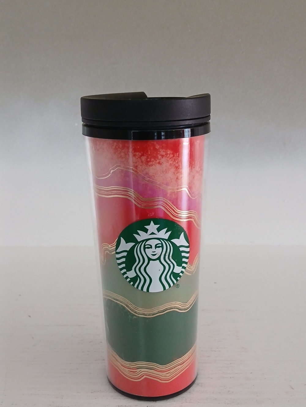 Starbucks Red & Green Insulated Travel Tumbler with Black Lid